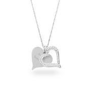 Silver Heart Brushed Swing Necklace