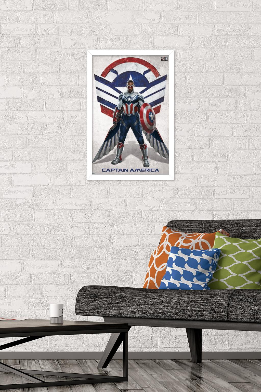 Marvel Falcon and Winter Soldier - Falcon Portrait Wall Poster, 14.725" x 22.375", Framed