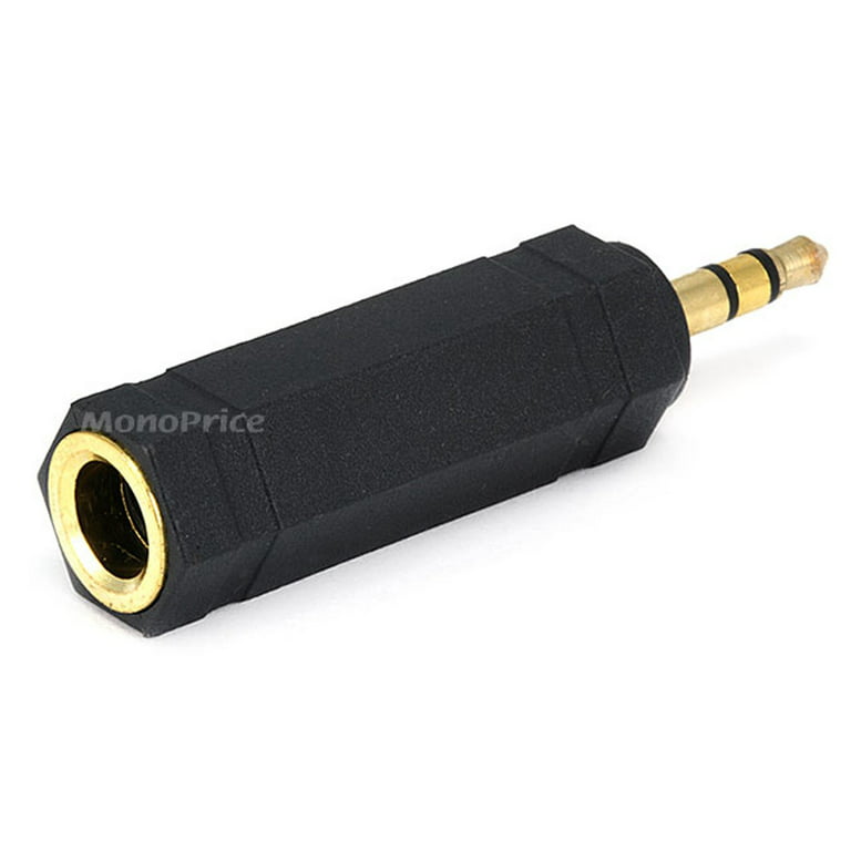 Monoprice 3.5mm Stereo Plug to 6.35mm (1/4 inch) Stereo Jack Adaptor - Gold Plated