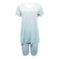 thumbnail image 5 of Fashion 2 Piece of Sets for Womens Summer Plus Size V-Neck Blouse Short Sleeve Tops Shorts Casual Suit Sets, 5 of 5