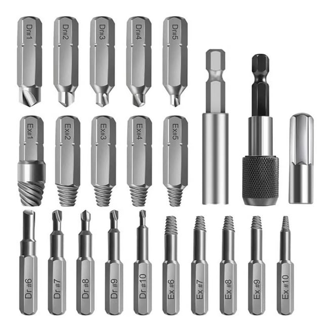 33Pcs Damaged Stripped Screw Extractor Set for Broken Screw All Purpose HSS Broken Extractor Screw Remover Set