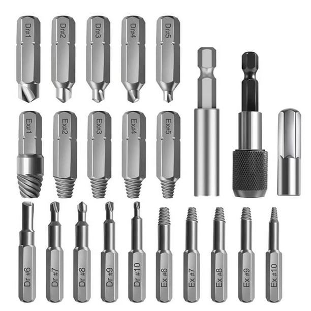 Juego de extractores de tornillos pelados dañados de 33 piezas para tornillos rotos Juego de removedores de tornillos rotos HSS multiusos