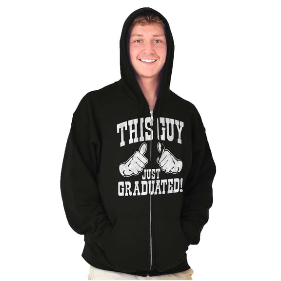 This Guy Just Graduated Thumbs Up Men's Big & Tall Graphic Zip Up Hoodie Brisco Brands 2X