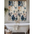 thumbnail image 4 of Vintage Blue Floral Bathroom Window Curtain, Butterflies Watercolor Flower Tan Light Filtering Coffee Kitchen Curtains, Bedroom Living Room Curtains 2 Panel 84"x63", 4 of 6