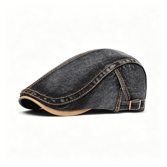 TELOLY Denim Newsboy Cap for Men Women Adjustable Cotton Flat Cap Unisex Hat Ivy Gatsby Cabbie Newsboy Hats Driving Golf Hat Adjustable Scally Caps for Men