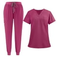 thumbnail image 4 of Conjunto de uniforme exfoliante para mujer, uniformes de enfermería de tela de trabajo para SPA, tienda de mascotas, cosmetología Rosa, 4 of 8
