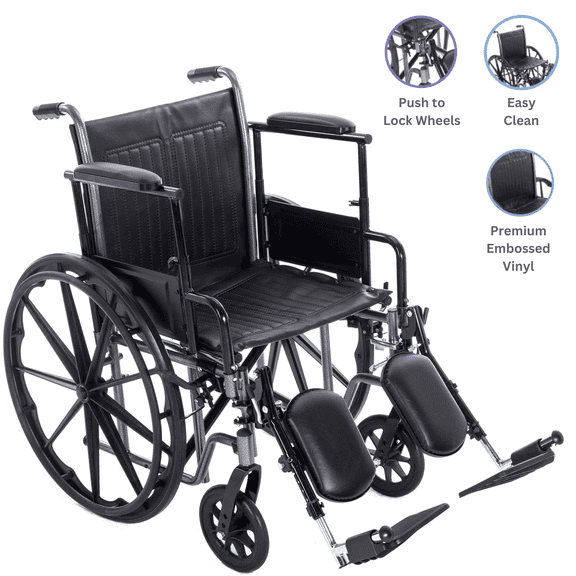 ProHeal Wheelchair with Removable Desk Arms, Swing Away Foot Rests, 18" Seat