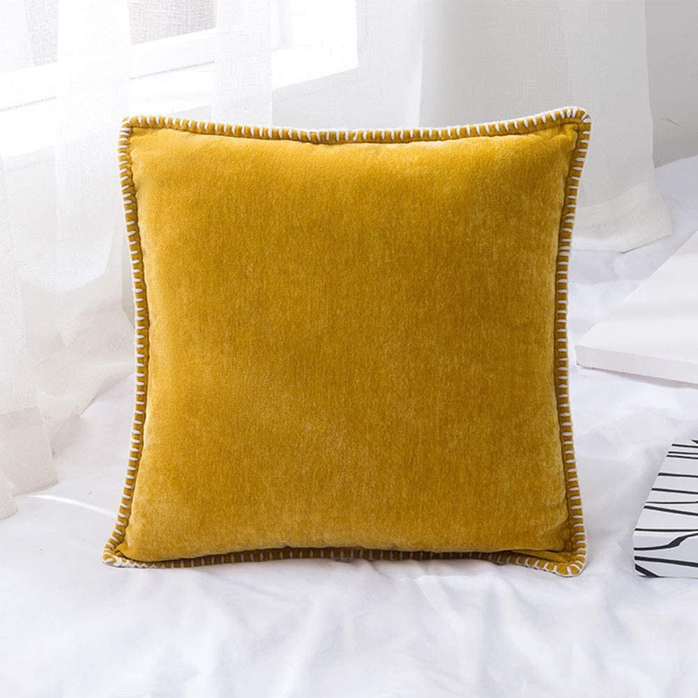 Chenille Soft Throw Pillow Covers, Farmhouse Velvet Pillow Covers, Decorative Square Pillow