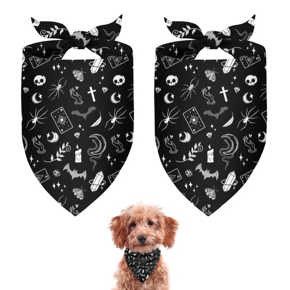 Dog Bandana 2 Pack,Black Gothic Skull Spider Pattern Bandanas for Dogs,Cat Bandana,Small/ Large Dog Bandana 2 Size,Dog Bandanas Girl Boy