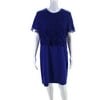 Pre-owned|Escada Womens Short Sleeve Lace Sheath Dress Blue Size EU 42