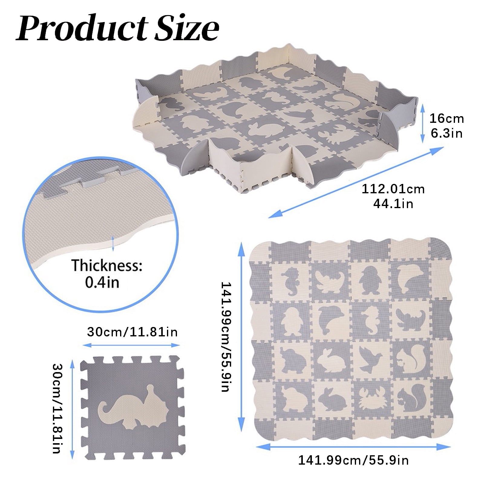 Homesteed Baby Play Mat Puzzle Floor Mats for Infants Toddlers Tummy Time Anti Slip Cushion Playroom Activity Crawling Area