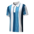thumbnail image 3 of Chemise à Col Zippé pour Hommes Tendance à Rayures Color Block Manches Courtes Pull Ajusté Vêtements de Golf, 3 of 3