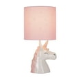 thumbnail image 6 of YourZone 16"H Ceramic Unicorn Accent Lamp, Pink and White Glossy Finish with Glow-in-the-Dark Star Print Shade, 6 of 15