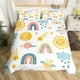 YST Girls Rainbow Full Bedding Set,Stars And Sun Kids Comforter Cover Cute Flowers Clouds Love Hearts Duvet Cover Boys Cartoon Children Bed Set Rainbow Bedroom Decor 2 Pillow Cases - image 1 of 5