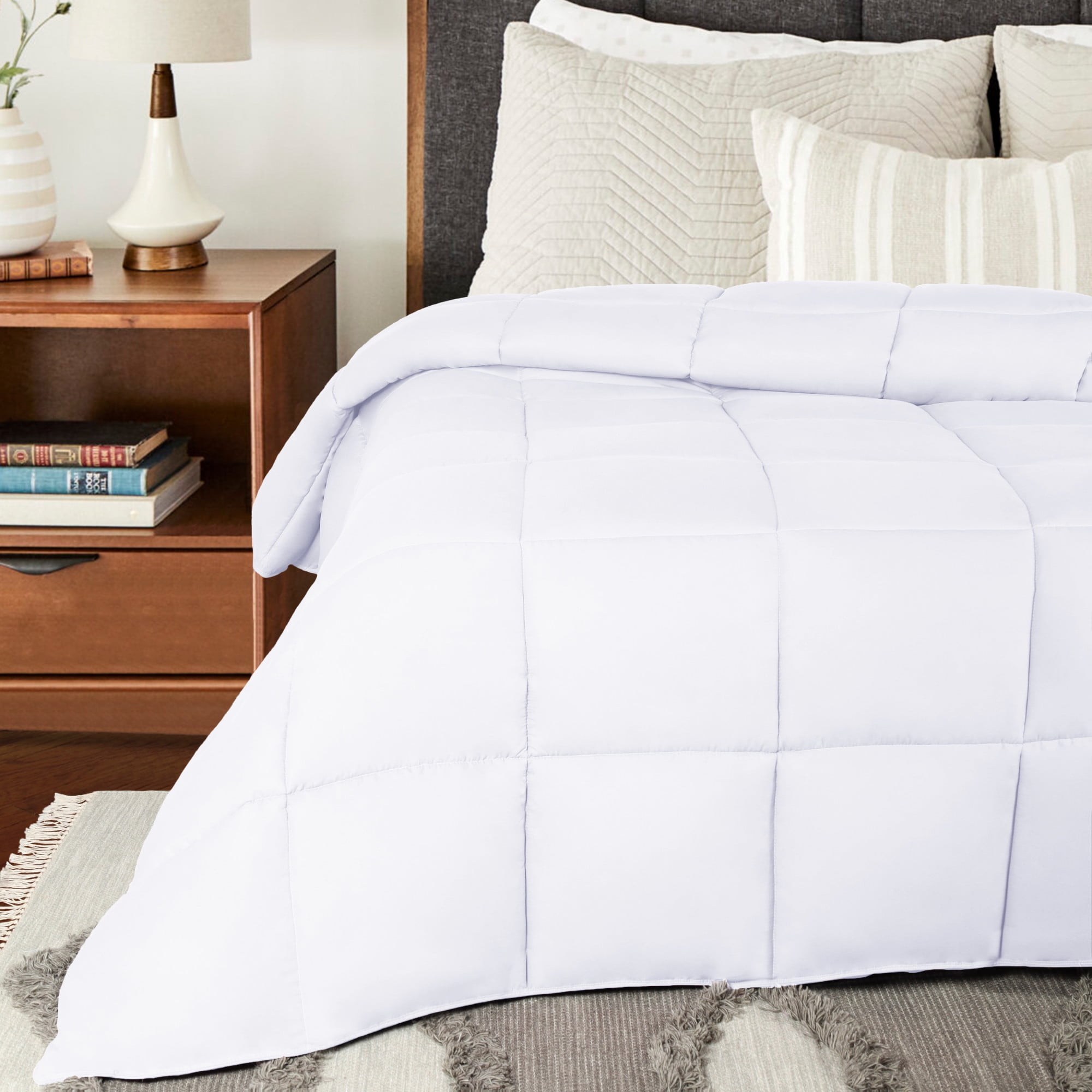 Superior Solid Comforter Down Alternative Bedding, King, White