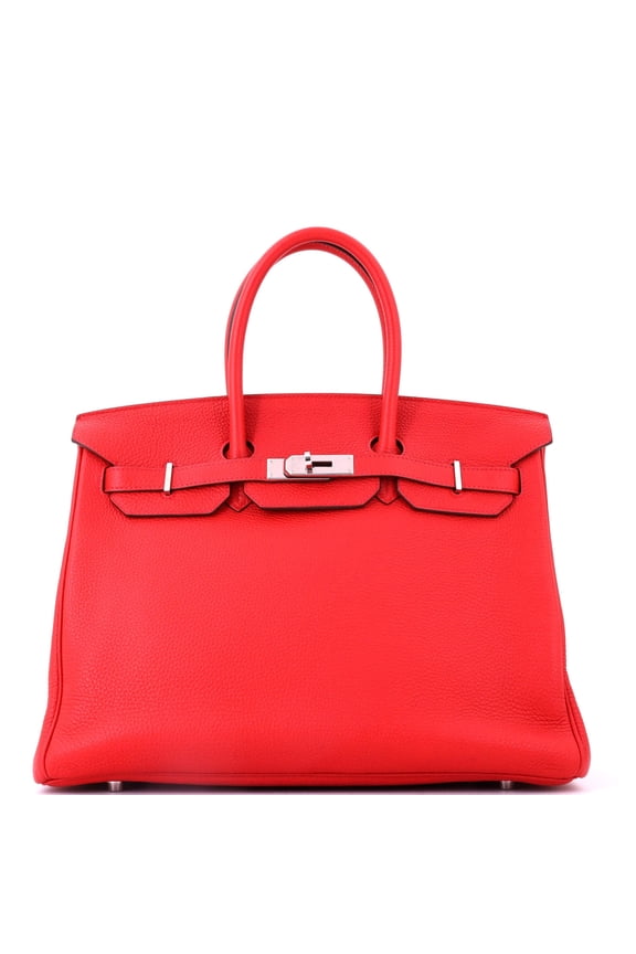 Pre-Owned Birkin Handbag Geranium Togo with Palladium Hardware 35 By Rebag