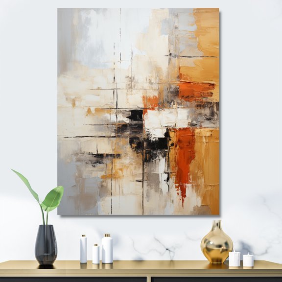 Designart "Orange Black Abstract Fractal Expressions" Modern Canvas Print