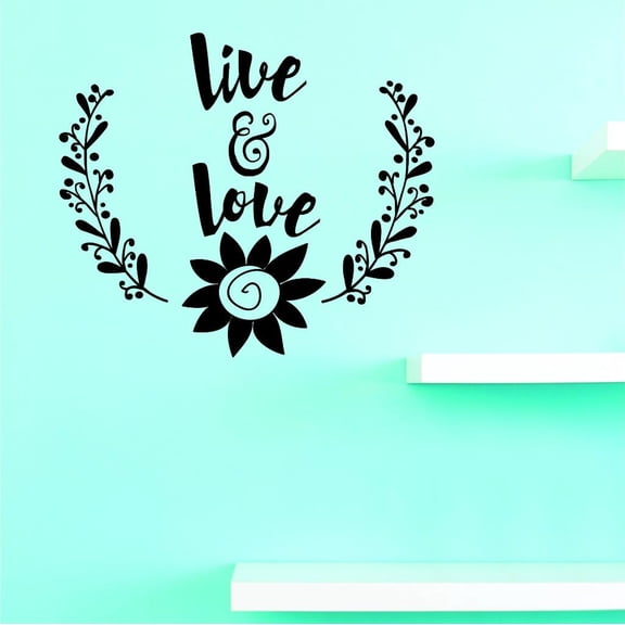 Custom Decals Live And Love Wall Art Size: 16 X 40 Inches Color: Black