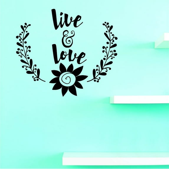Custom Decals Live And Love Wall Art Size: 16 X 40 Inches Color: Black