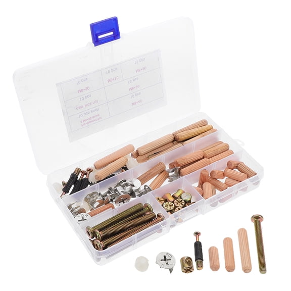 95-Piece bed Hardware Replacement Kit with Socket Cap Screws, Bolts, Nuts, and Wooden Dowels for Bed and Furniture Assembly