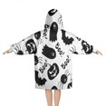 thumbnail image 2 of Halloween Black Ghosts Bats and Pumpkins Blanket Hoodies for Kids 6-13YR Oversize Wearable Blanket Hoodies for Boys Girls Teens, 2 of 7