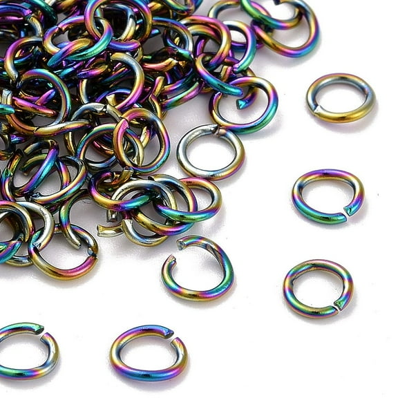 304 Stainless Steel Open Jump Rings Rainbow Color 20 Gauge 5x0.8mm Inner Diameter: 3.4mm