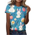 thumbnail image 1 of Pisexur Hauts pour Femmes Blouses Décontractées Élégantes Imprimé de Pâques Manches Courtes Col Rond, Grande Taille Multicolore,L, 1 of 2