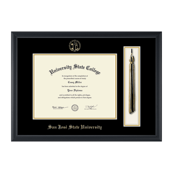 Framerly - SJSU Tassel Diploma Frame with Black and Gold Mat