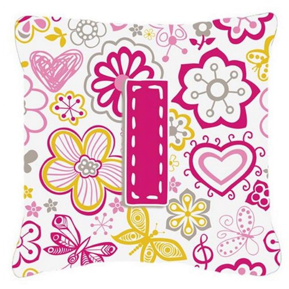 Letter Flowers and Butterflies Pink Fabric Decorative Pillow
