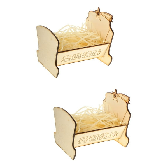 2 PCS Nativity Scene Supplies Manger Statues Holy Crib Set Baby