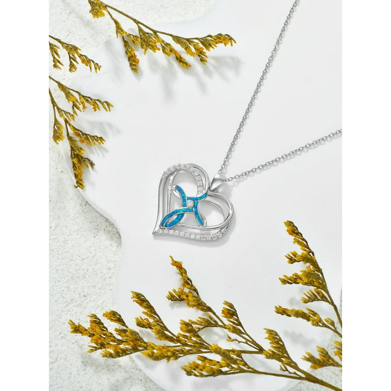 Sterling Silver Opal Daughter Necklace For Mom - 925 Silver With Pink Opal, Gift Box Included