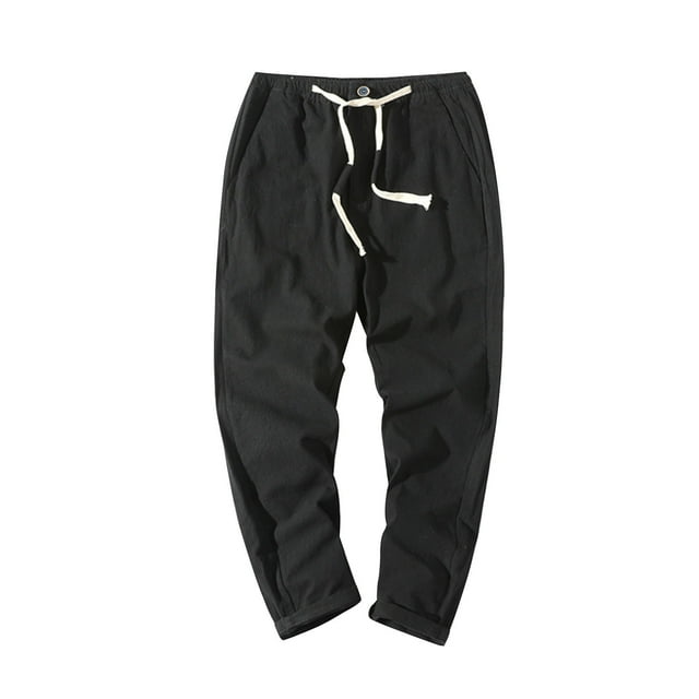 Dagugfen Sweatpants for Men Plus Size Drawstring Elastic Waist Comfy Running Athletic Cropped Pants