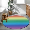 thumbnail image 3 of Red Yellow Round Rugs for Living Room 4ft Green Blue Purple Gradient Non Slip Circle Rug Washable Low-Profile Indoor Carpet for Bedroom, Dining Room, Bathroom, 3 of 9