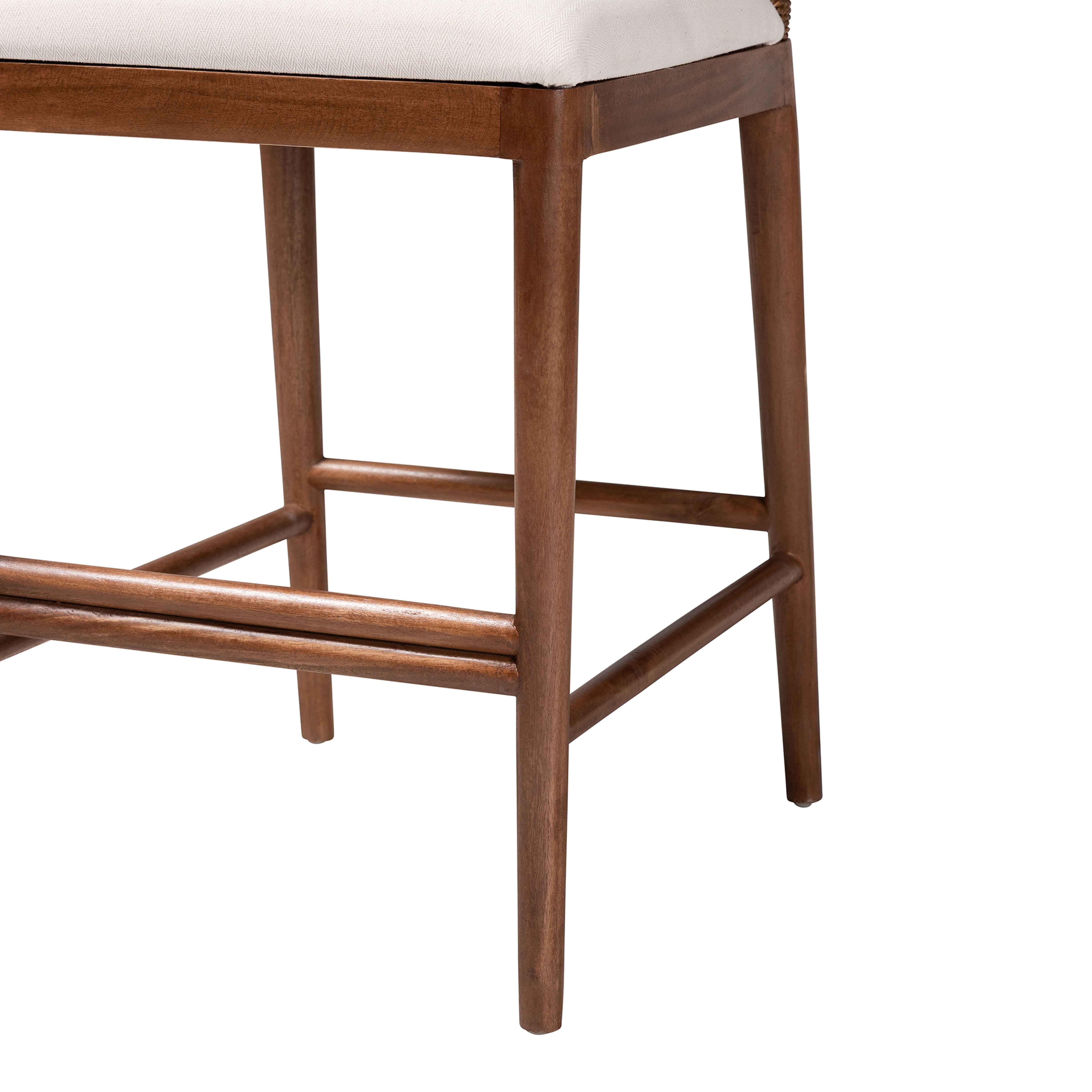 bali & pari Nadim Acacia Wood and Seagrass BOHO Counter Stools, Natural Seagrass