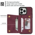 thumbnail image 4 of ELEHOLD Zipper Wallet Case for iPhone 14 Pro Max 6.7 inch,Made of Premium Vegan Leather and Soft TPU with Shockproof Full Body Protection Magnetic Kickstand and Card Slot Case, Rosegold, Winered, 4 of 9