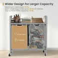 thumbnail image 3 of Laundry Hamper, Laundry Basket, Laundry Sorter with 2 Removable Bags, Clothes Basket with 2 Compartments, Wheels, Shelf for Laundry Room Bathroom Bedroom (2 Bags-Gray), 3 of 7