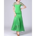 thumbnail image 3 of Waltz Length Modern Standard Ballroom Dance Lesson Practice Wear Uniforms Green, 3 of 6