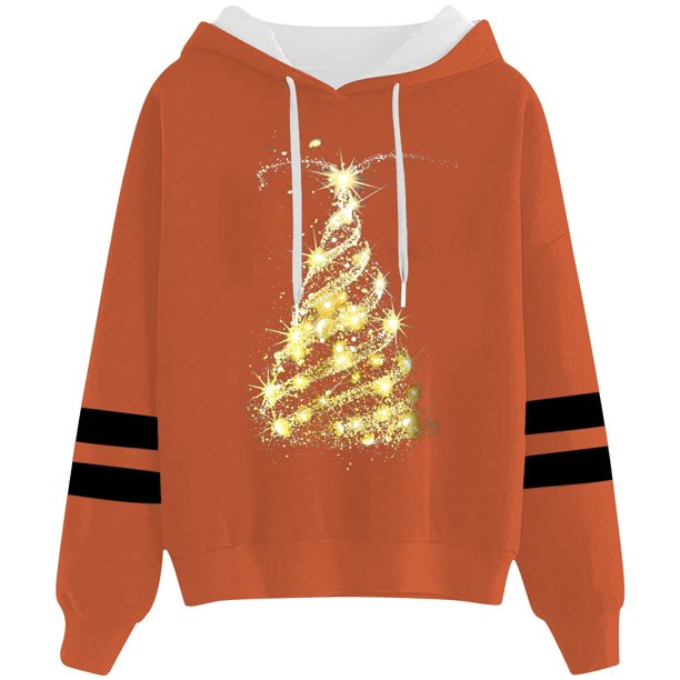 WILLBEST Sudaderas de Mujer Sudadera con Capucha y Cordón con Estampado Navideño Informal para Mujer 117 Mediana