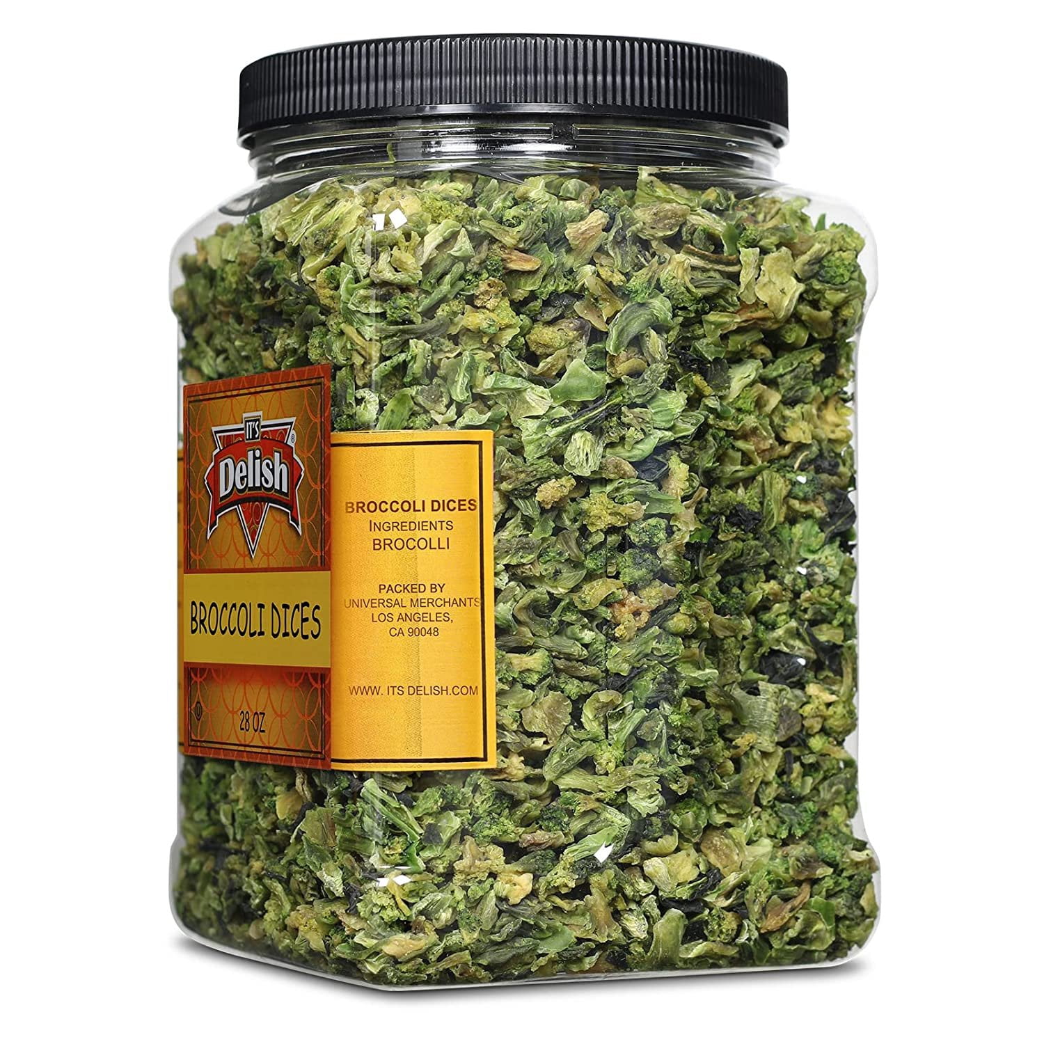 Gourmet Dried Broccoli Dices by Its Delish, 28 OZ Jumbo Container Jar  Vegan and Kosher Dried Vegetables for Convenient Meals and Cooking