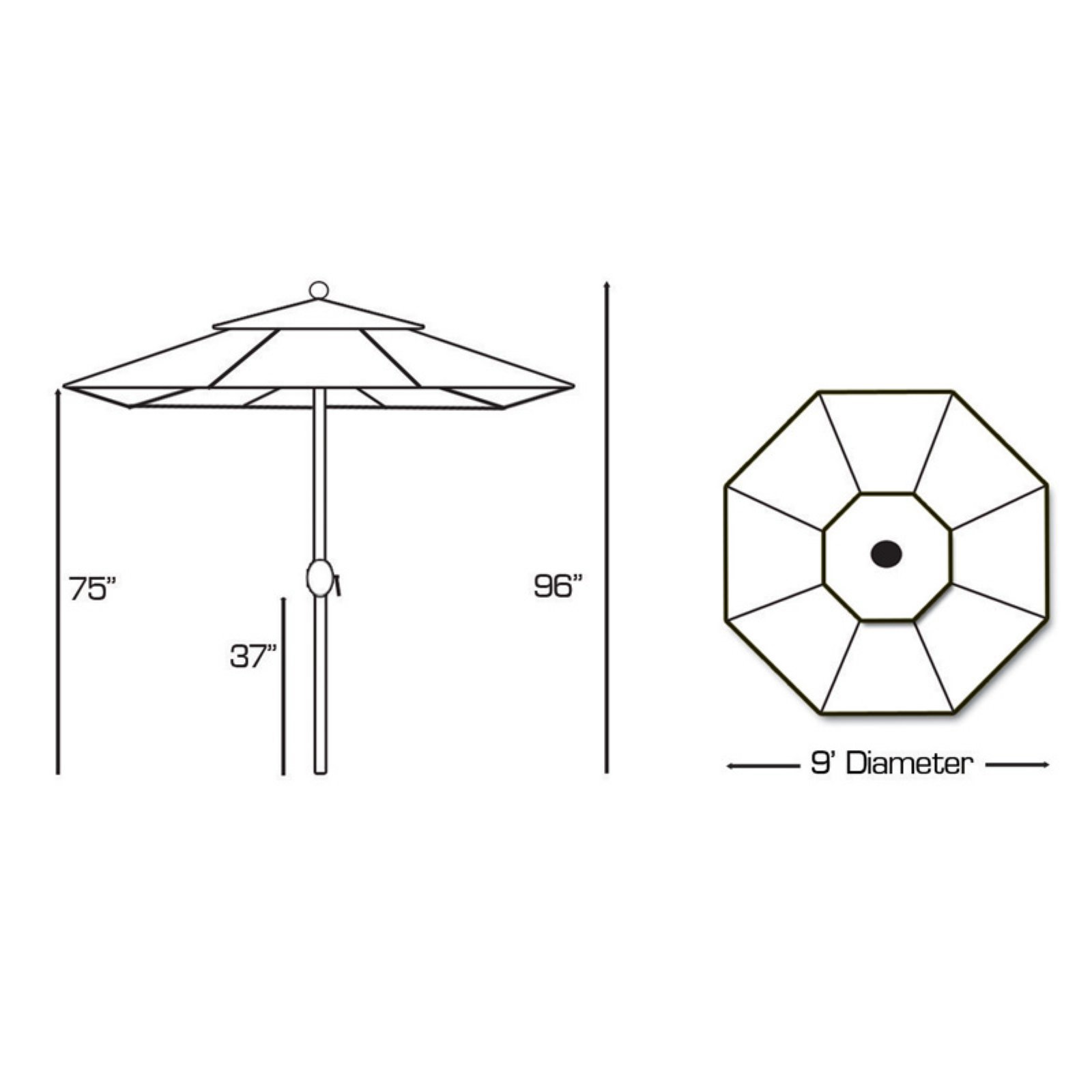 Galtech 9-ft. Aluminum Tilt Sunbrella Patio Umbrella - image 5 of 7