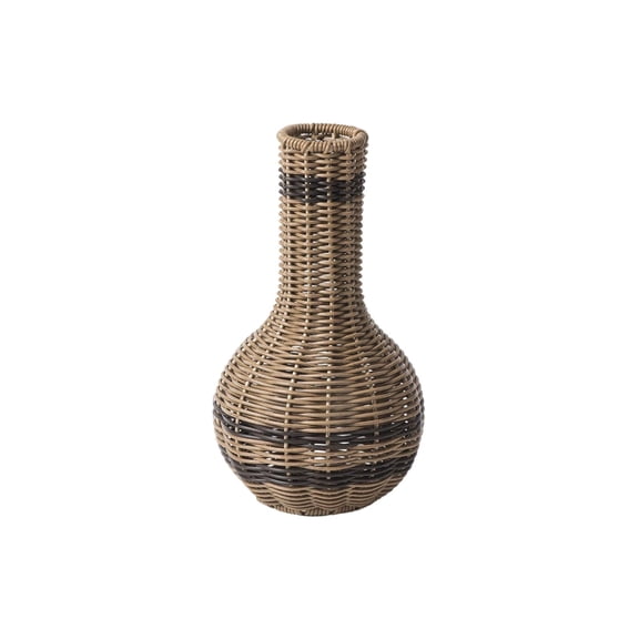 Handwoven Rattan Wicker Decorative Vase, Rustic Tall Woven Flower Vase for Dried Flowers and Pampas Grass, Farmhouse Boho Tabletop or Floor Accent for Living Room Entryway Home Decor
