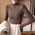 thumbnail image 4 of TRUBKH Women's Sweaters Scoop Neck Long Sleeve Lounge Sweater Thermal Shirts for Winter Layered Sweaters Womens Thermal Tops Wrinkle Free Travel Clothes for Women Brown 2XL, 4 of 5