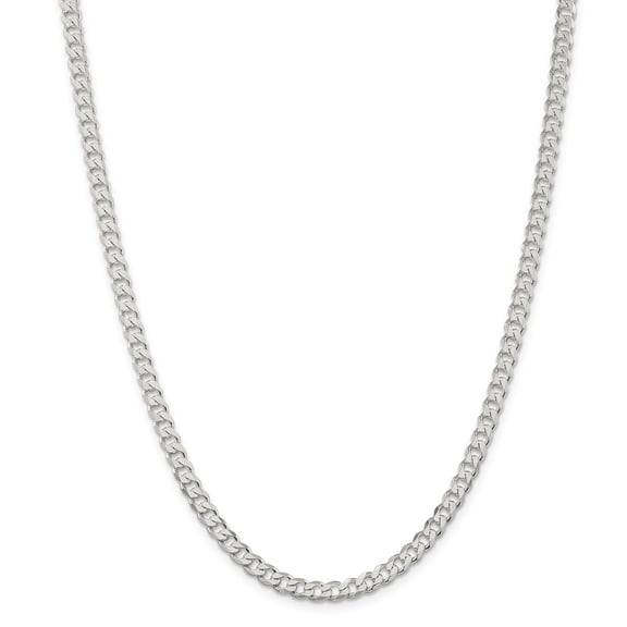 White Sterling Silver chain Curb 22 in 4.5 mm 4.5mm