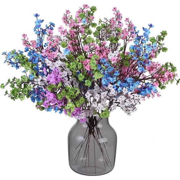 6 Pcs Faux Flower Fake Babys Breath Flower Bulk Artificial Gypsophila Bouquet Silk Floral for Home Kitchen Bedroom Festival Wedding Xmas Party Decor (Orange)