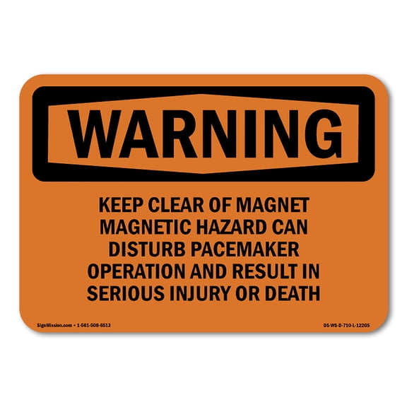 SignMission OS-WS-A-710-L-12205 7 x 10 in. OSHA Warning Sign - Keep Clear of Magnet Magnetic Hazard Can
