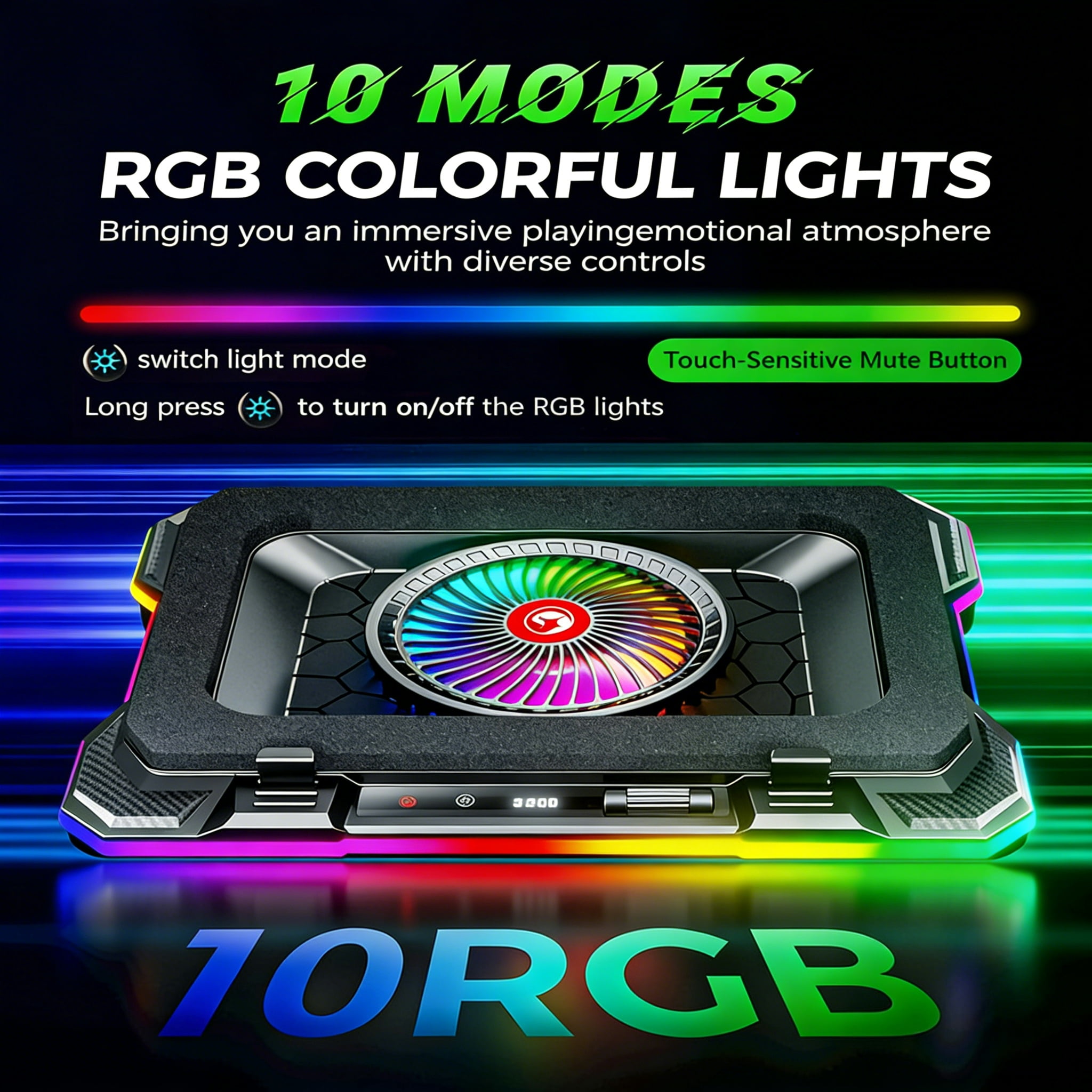 Marvo Gaming Laptop Cooling Pad, 5.5 Inch Fan for Heat Dissipation, 7-Level Height Adjustment, 2 USB Ports with Phone Stand for 14-19 Inch Laptops