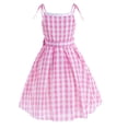 thumbnail image 2 of Girls Pink Strappy Dress Kids Plaid Cami Party Dress, 2 of 5