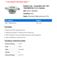 thumbnail image 2 of Radiator Cap - Compatible with 1987 - 1988 BMW M6 3.5L 6-Cylinder - Motorad, 2 of 2