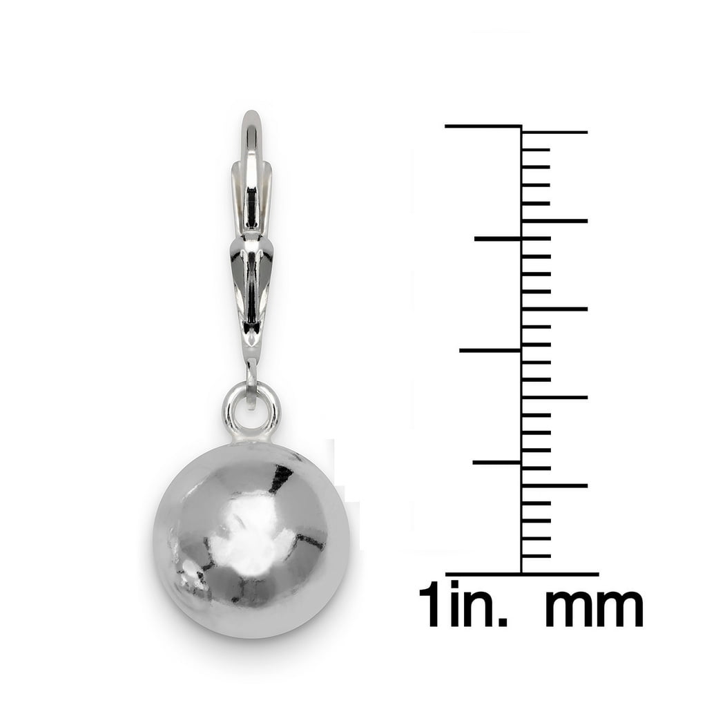 925 Sterling Silver Large 10x26mm Solid Ball Dangling Lever back Earrings Ball Earring for Women