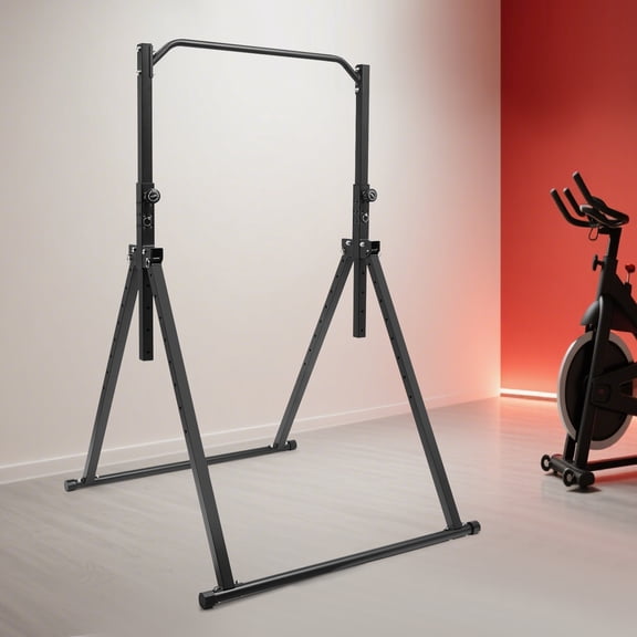 Pull Up Bar Stand Freestanding, 440 lbs Heavy Duty Power Tower with Adjustable Height 5.74-7.55 FT, Foldable Pullup Station for Home Gym, Carbon Steel Strength Training Equipment